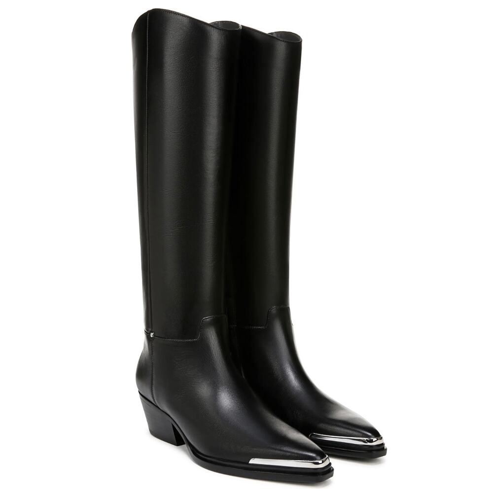 Franco Sarto Women Billie Western Knee High Tall Boot Size 7 M Black Leather New